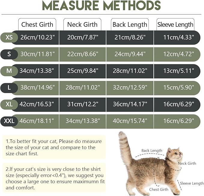 Sticky Cat Clothes Stretchy, Sphynx Hairless Sweater & Pajamas for Cats only, Soft Cat Onesie for Cats After Surgery Female Male & Hair Loss Prevention, Green S