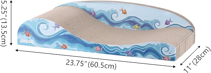 CSR1002A Kokomo 23.75" Coastal Cardboard Lounge Bed Cat Scratcher with Catnip, Blue