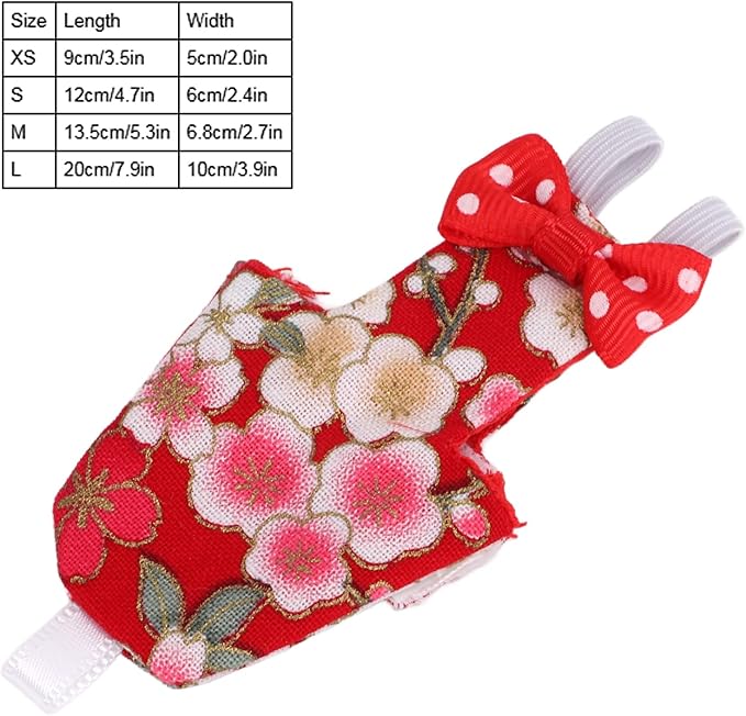 Bird Clothes, Washable Red Cherry Blossoms Cotton Bird Diaper With Elastic Band Waterproof Liner for Pet Parrots Macaw Cockatiel