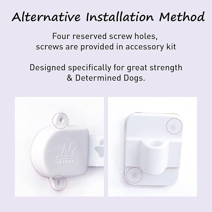 Neobay Adjustable Door Strap and Latch, Damage-Free Cat Door Latch to Keep Large Dog Out of Litter Box, Economical Alternative of Pet Gates and Interior Cat Door, Magnetic with Stopper 2 Packs