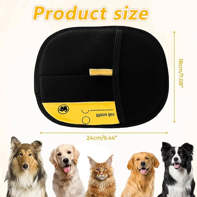 Electrostatic Pet Hair Removal Gloves | Effortless Deshedding for Dogs & Cats | Reusable & Machine Washable for Sofa, Car, Clothing & Beds (Black)