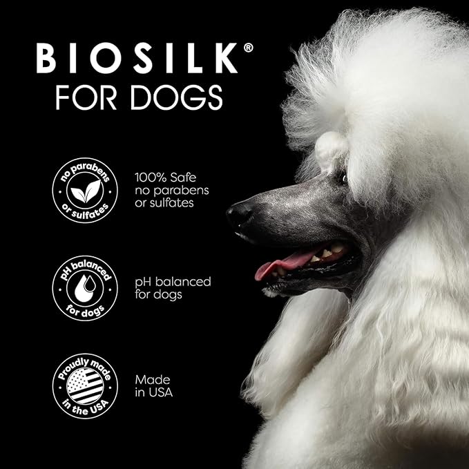 BioSilk for Dogs Silk Therapy Dog Shampoo with Natural Coconut Oil, Sulfate and Paraben Free Natural Shampoo for Dogs, Made in the USA, 12 Fl Oz - 2 Pack