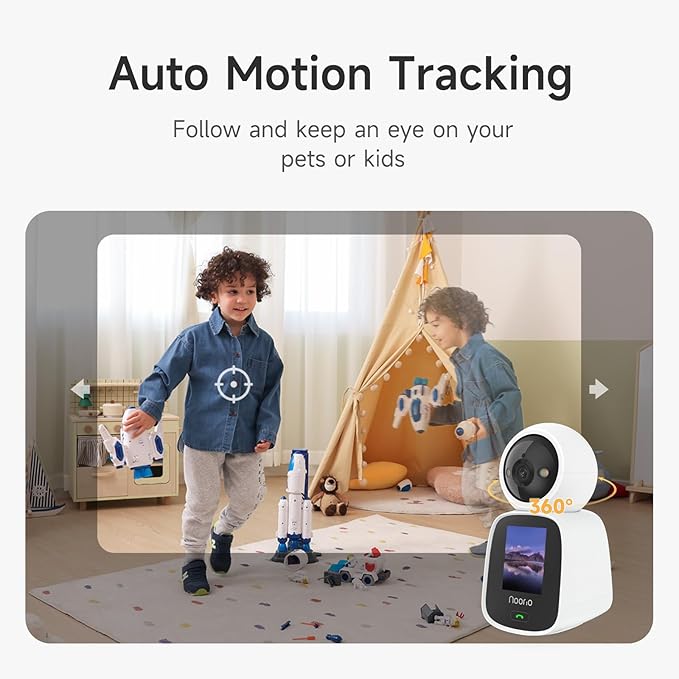 Noorio Two Way Video Calling Camera, 2K One Click Call Pet Camera Indoor with Phone App, 2.4G WiFi Only 360° PTZ Dog Cam with Speaker, CL200