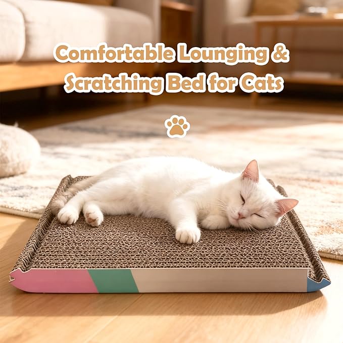Triangle Cat Scratcher Pad - Foldable Cat Scratching Board with Non-Toxic Thickened Corrugated Paper, Durable Recycled Cardboard for Indoor Cats