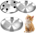 Stainless Steel Cat Dishes with Paw Pattern, Metal Cat Food Dishes, 6.7" Wide Whisker Friendly Cats Plates, Cute Plates with Non-Slip Pad for Indoor Cats 4 PCS