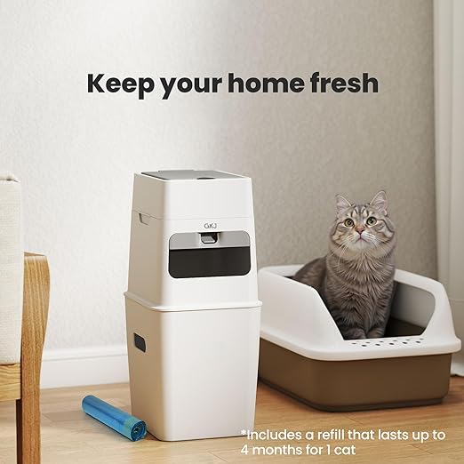 GKJ Cat Litter Trash Can | Litter Disposal Bin | Cat Litter Garbage Can Disposal System | Litter Box Trash Can | Includes 1 roll of 16 Easy Tear-Off Bags