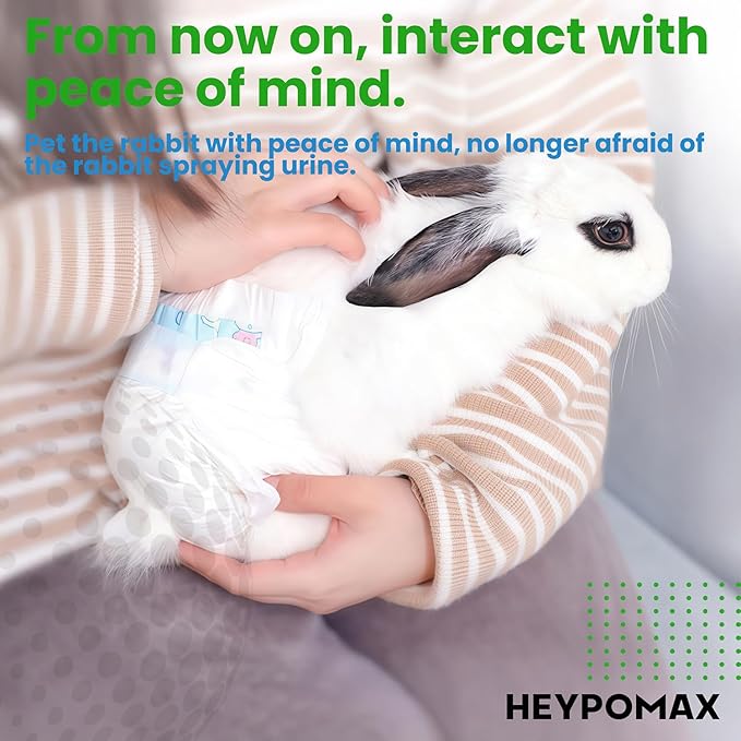 Leakproof Bunny Diapers – Disposable Pet Diaper for Rabbits, Great for Incontinence, Surgery, and Potty Accidents (Trial Pack/1 Piece,XS Size (Recommended for 2-5 lbs))