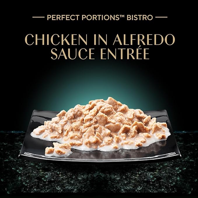 Sheba Perfect Portions Bistro Adult Wet Cat Food, Chicken in Alfredo Sauce Entree, Cat Food Wet Recipe, 2.6 oz. Twin-Pack Trays (24 Count, 48 Servings)