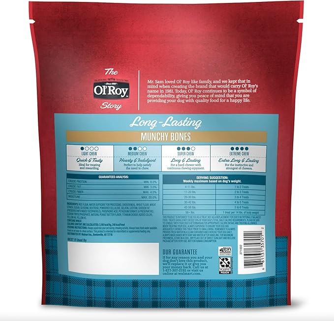 Ol' Roy Munchy Bone Peanut Butter flavor 20 oz 2 pack