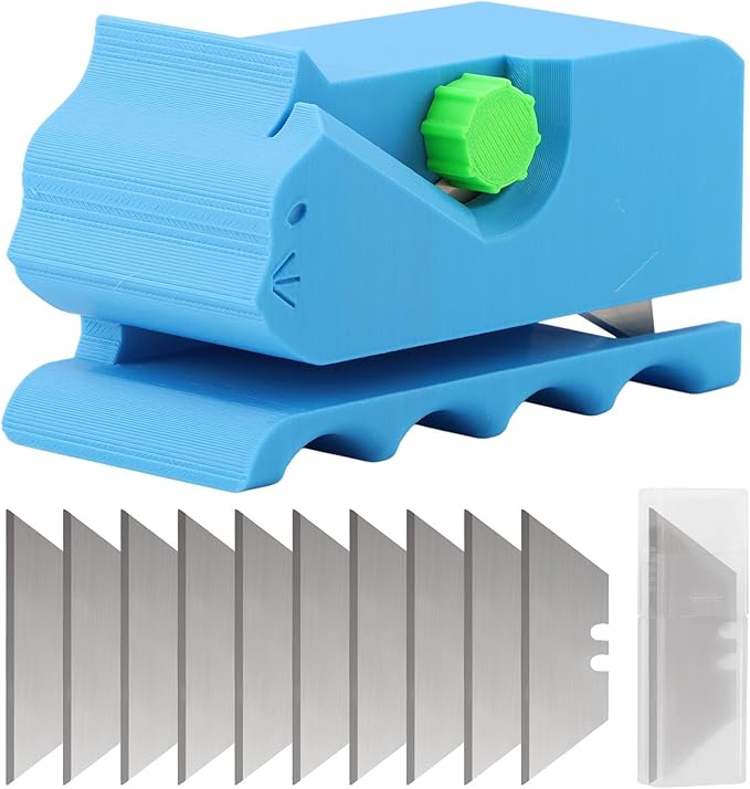 Cardboard Cutter for Cat Scratchers with 10pcs Blade, 3D Printed Kitten Shaped Cutter, DIY Cat Scratchers Cardboards Strip Tool, Cardboard Cutting Machinefor Cats Lovers