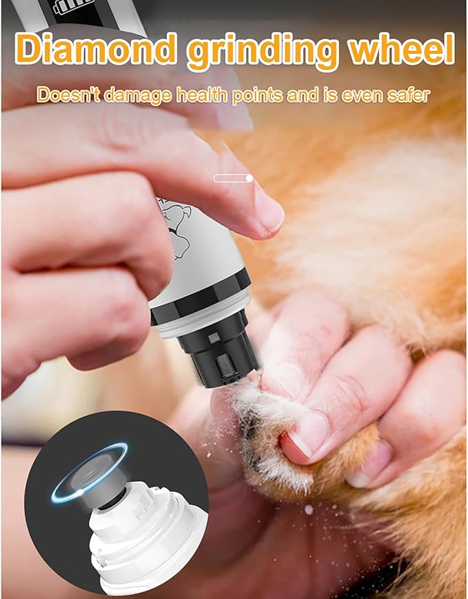 Upgraded Slient Dog Nail Grinder, Professional Pet Nail Grinder, Triple Speed Settings, 2000mAh Battery, Ultra Quiet Operation for Stress-Free Grooming for Small Medium Large Dogs & Cat