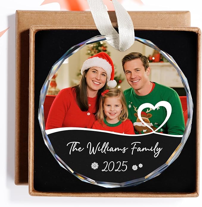 Personalized Christmas Ornaments, Family Christmas Ornament 2026, Photo Ornaments for Tree Decorations, Customized Keepsake Gift for Family, Dad, Mom, Him, Her, Couple
