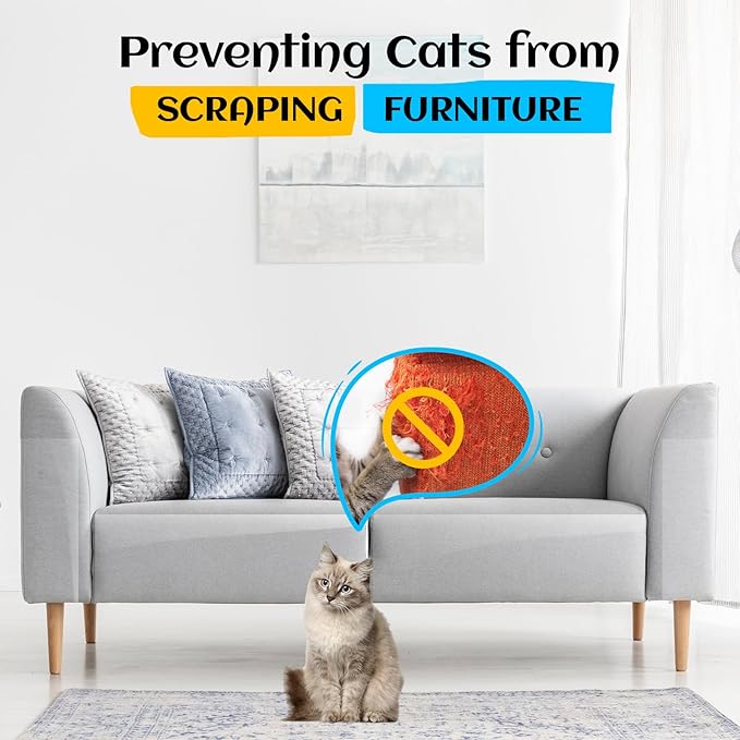 Anti Cat Scratch Furniture Protector, Couch Corner Protectors for Cats, Furniture Protectors from Cats Scratching, Walls, Doors with 50 Twist Pins(15.7" x 197")