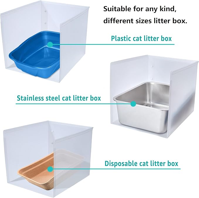 1Pc Large Cat Litter Box Enclosure, Pee Shields High Side Litter Box Enclosure, Cat Litter Box Splash Guard, Cat Box Enclosure with Shield