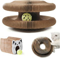 Foldable Accordion Cat Scratcher Toy with Bell Ball, Recyclable Corrugated Cardboard Interactive Scratching Pad for Indoor Cats & Kittens, 1 Pack(White)