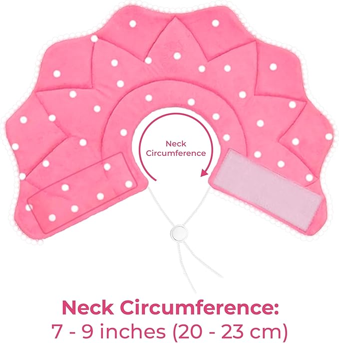 SunGrow Cat Cone Collar Soft, Stop Licking E Collar for Recovery, Post Surgery Stress Relieving with Adjustable Strap Enclosures (7" - 9" Neck Size, Pink)