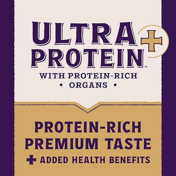 Natural Balance Ultra Protein Plus Wet Cat Food, Skin & Coat and Digestive Health Real Salmon With Pumpkin Puree Topper With Chicken Liver & Chicken Heart, High Protein Cat Food - 2.4 oz. (Pack of 24)