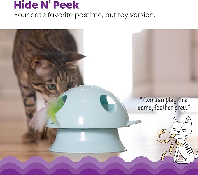 Catstages 2-in-1 Dart N’ Dash Electronic Feather Cat Toy, Motion-Activated, Ball Track Add-On, Blue