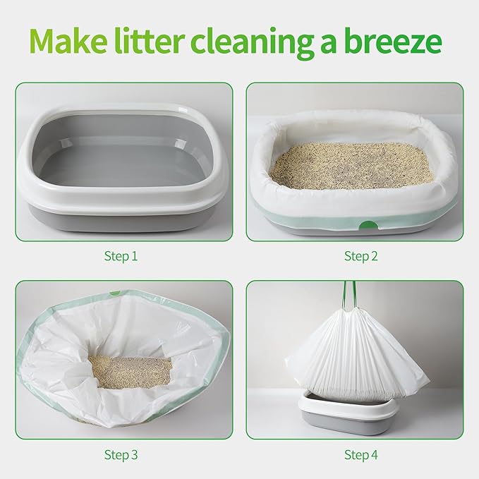 36 PACK Litter Box Liners Large (37" x 18") - Thick Leak-Proof Drawstring Bags for Easy Clean Up, Jumbo Cat Litter Pan Liners Kit (36)