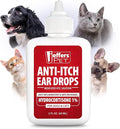 Jeffers Anti-Itch Ear Drops for Dogs & Cats, 2 fl oz -1% Hydrocortisone Otic Solution, Soothes Itchy Ears, Supports Ear Comfort & Hygiene, Clean & Refreshes, Safe for Puppies, Kittens, Adult Pet