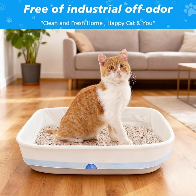 33 Count Jumbo Litter Box Liners 36" X 18",2mil Pre-Separated Cat Litter Bags with Heavy Duty Drawstring,Extra Thick Leakproof Cat Pan Liners for Kitty Box