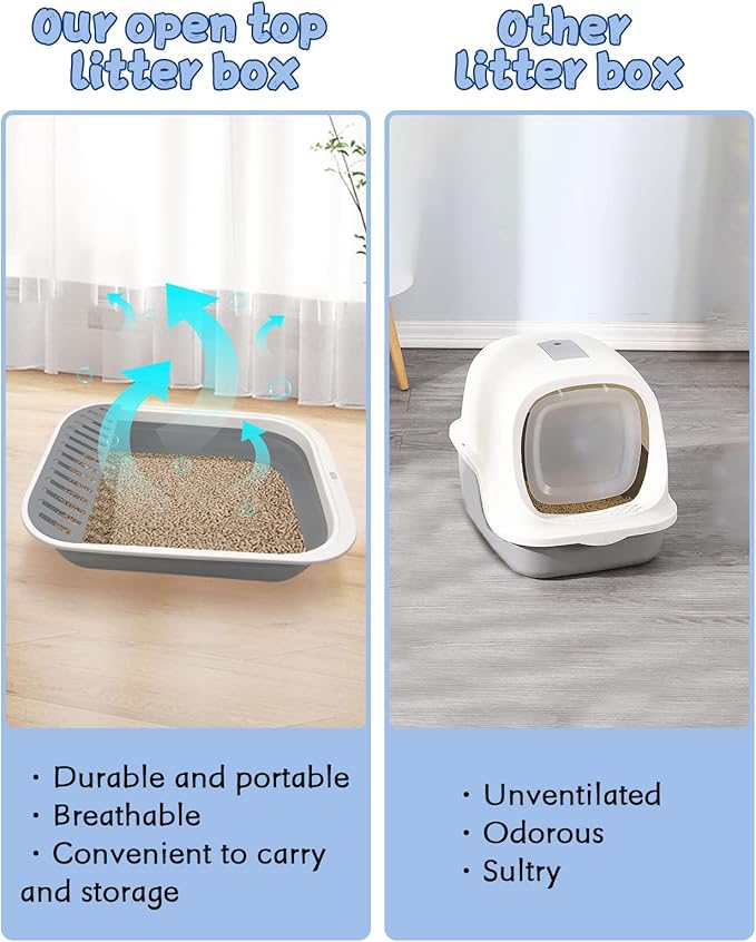 VCEPJH Kitten Litter Box Low Entry Litter Box for Senior Cats - Shallow Cat Litter Pan Collapsible Litterbox for Travel Pink