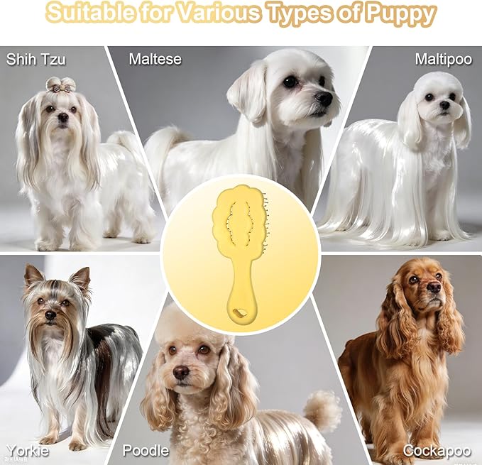 Cloud Shape Small Dog Grooming Brush - Perfect for Shih Tzus, Yorkies, and Maltipoos - Ideal Puppy Hair Brushes for Maltese and Small Breeds (Yellow ）