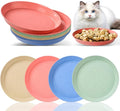 8 Pcs Whisker Fatigue Cat Bowls, 6 Inch Shallow Cat Food Dish Wide Cats Feeding Bowls, Wheat Straw Pet Plate for Kittens and Short Legged Cats