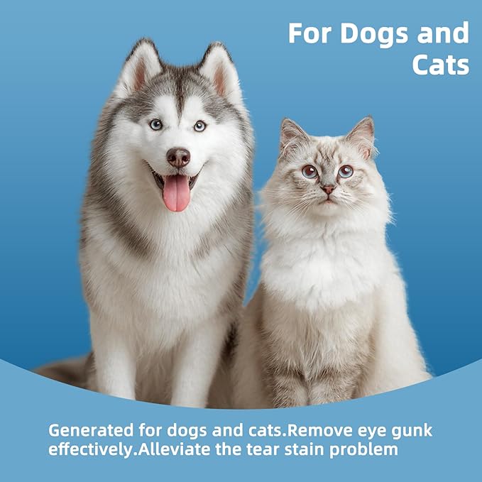 Cats Dogs Eye Cleaning Finger Wipes - 100 PCS Pet Eye Care Wipes for Cats and Dogs - Gentle Eye Area Cleaning Wipes - Removes Tear Stains & Dirt, Keeps Eyes Fresh and Clean (CY_EyeWipes)