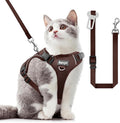 Cat Harness and Leash Set - Escape Proof Adjustable Cat Harness, Comfortable Soft Lightweight, Use Safe & Easy, Walking Travel Kitten Harness for Small Medium Large Cats, Brown, S
