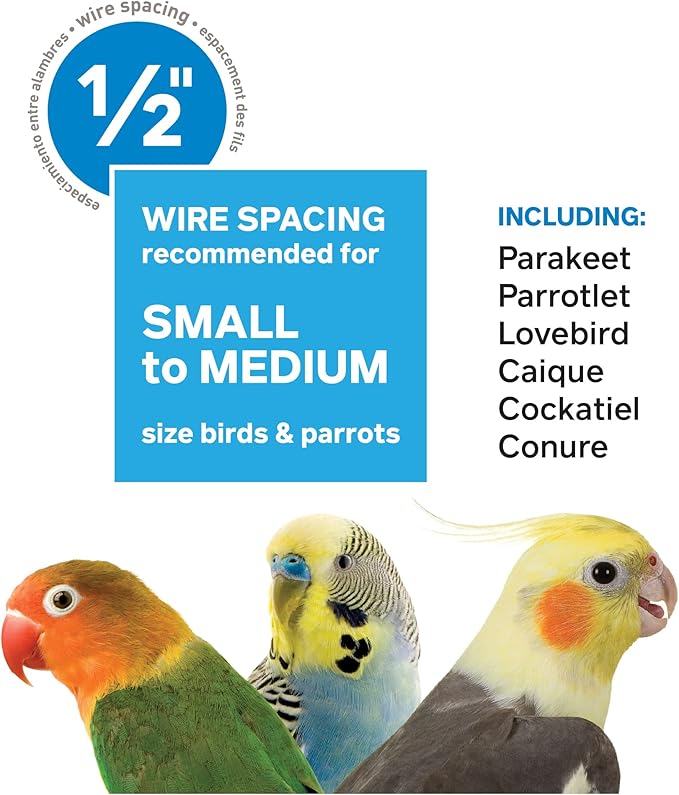 Prevue Pet Products Classic Round Bird Cage - Ideal for Finches, Canaries, Parakeets, and Other Small Birds, Indoor Traditional Style Birdcage with Circular Hook for Hanging - Red