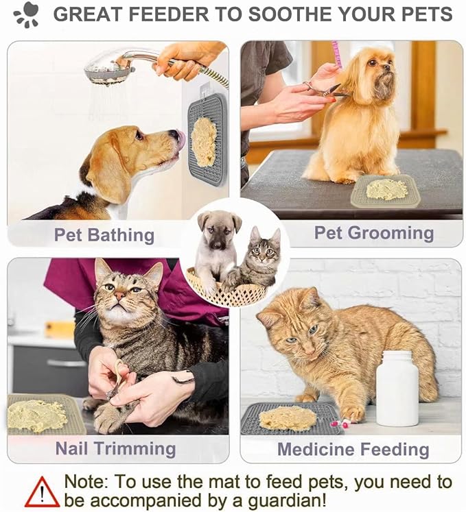 Lesipee Licking Mat for Dogs & Cats 2 Pack, Slow Feeder Lick Pat, Dishwasher Safe, Anxiety Relief Dog Toys Feeding Mat for Butter Yogurt Peanut, Pets Supplies Bathing Grooming Training Calming Mat