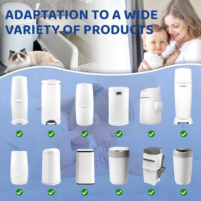 6er-Pack Refill Bags, Cat Litter Refill Bags, Diaper Refills,With Excellent Sealing and Toughness, The Refill Bag is Compatible With all Diaper Pails and Cat Litter Disposal Pails