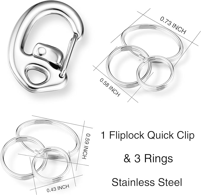 Flip Clip Carabiner Dog Tag Clips - Quick Release Collar Clips for ID Tags, Pet Safety, and Keychains - Small, Secure Carabiner Clips for Dog Collars, Keys, and More