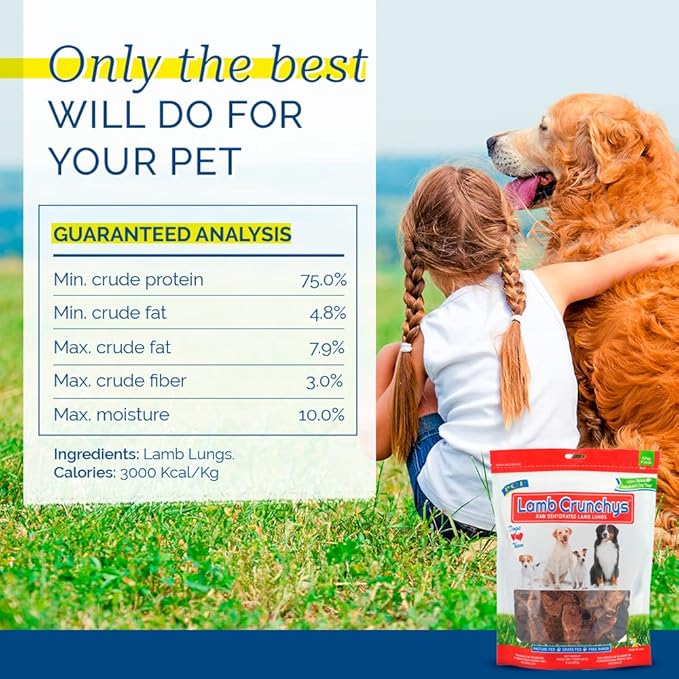 PCI Pet Center Inc. Lamb Crunchys Raw Dehydrated Lamb Lungs Dog Treats, 3 Ounce Pack