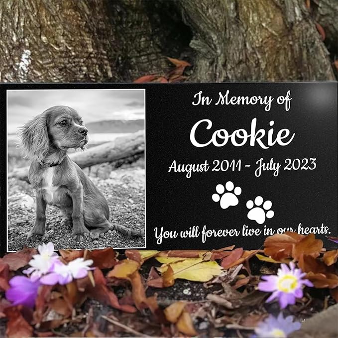 Pet Memorial Stones, Pet Headstones for Dogs Personalized,Dogs Headstones, Cat Tombstone Outdoor,Black Granite Memorial Garden Stone Customized Gravestone Markers