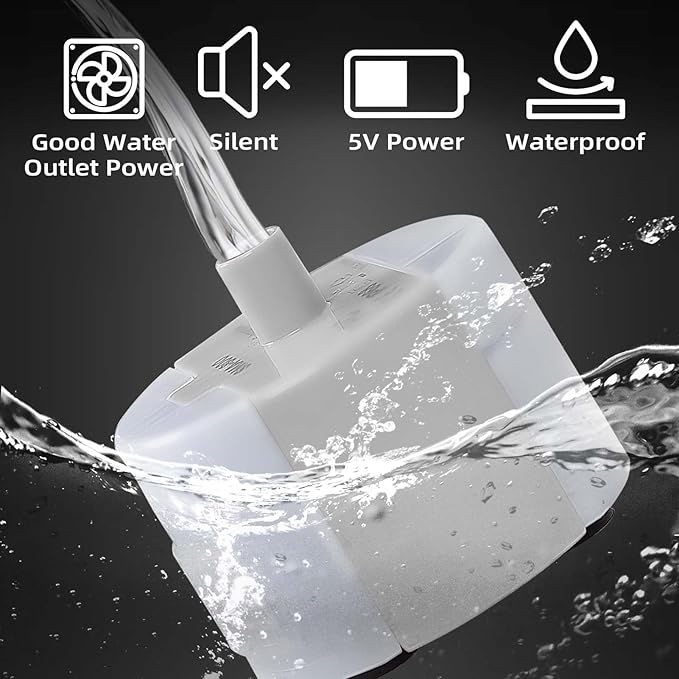 Ultra-Quiet Replacement Pump for Stainless Steel Cat Water Fountains - SMA-800 Motor - Safe and Easy to Clean with Low Voltage DC 5V and USB Cable (Pump) (Side Pump+Sponge)