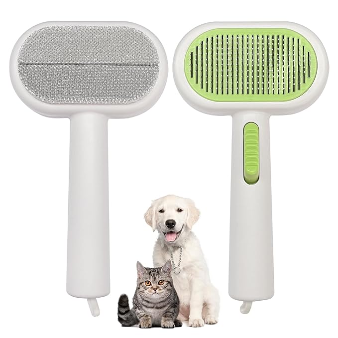 Double Sided Pet Grooming Brush for Dogs and Cats - Gentle Deshedding Tool for Long/Short Hair, Massage & Hair Removal - Indoor Grooming, Outdoor Use & Travel Friendly