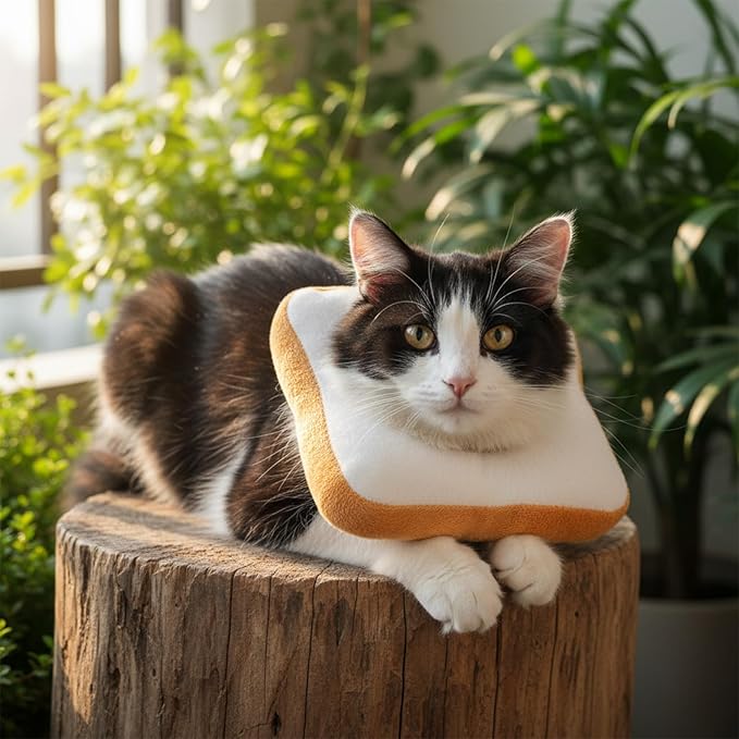 Adjustable Cat Cone Soft Cat Recovery Collar Kitten Cones After Surgery Neutering Toast Pet Neck Strap to Stop Licking Lightweight Comfortable Elizabethan Collar for Puppies Kitten Adult Cats