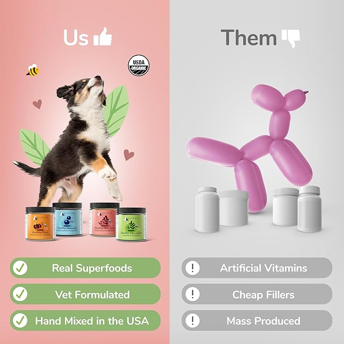 kin+kind Pet Vitamins and Supplements - Immune Support Supplement for Dogs & Cats - Natural Dog Supplements & Cat Supplements w/Organic Ingredients for Healthy Immunity - Made in USA - 3x4 oz Medium