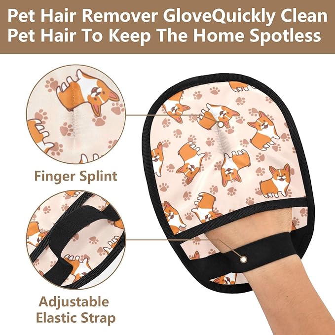 Corgi Pet Hair Removal Glove for Cats Dogs Reusable Pet Hair Removal Glove pet Hair Electrostatic Gloves
