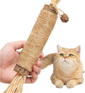 Interactive Cat Catnip Chew Toys, Natural Silvervine Teething Sticks, Jute Rope Wrapped Dental Care with Raffia Tassels (Extra Large 1 Pc)