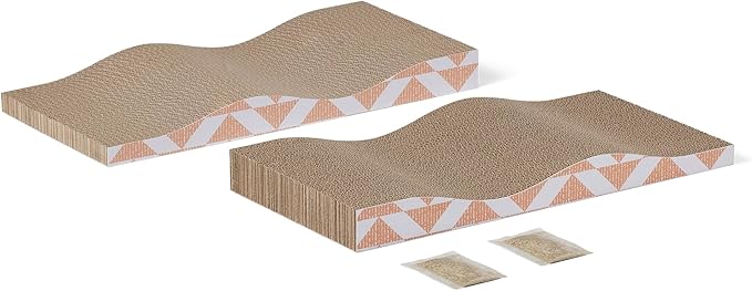 Amazon Basics New Cat Scratch Post, Single Layer with Curve, 16.5 x 8.1 x 1.6 in, 2-Pack
