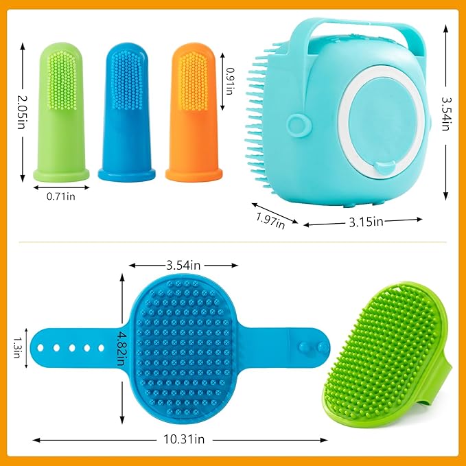 6PCS Dog Bath Brush Set, Dogs Scrubber for Short and Long Haired Dogs, Dog Shampoo Brush for Shedding, Bathing, Massaging and Grooming