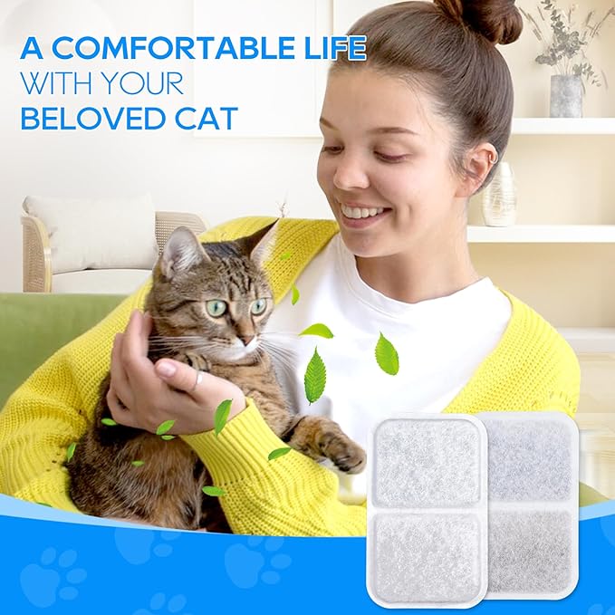 Cat Litter Box Filter Replacement for Catit Jumbo Hooded Cat Litter Pan, Compatible with Airsift Litter Box Filters, Odor Absorbing Pet Air Filter Purifier, 4 Pack, White