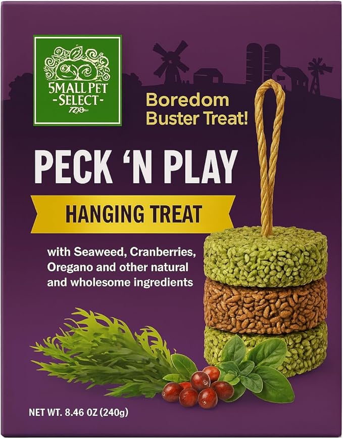 Small Pet Select - Peck 'N Play Hanging Treat, All-Natural Nutritious Enrichment Treats for Chickens