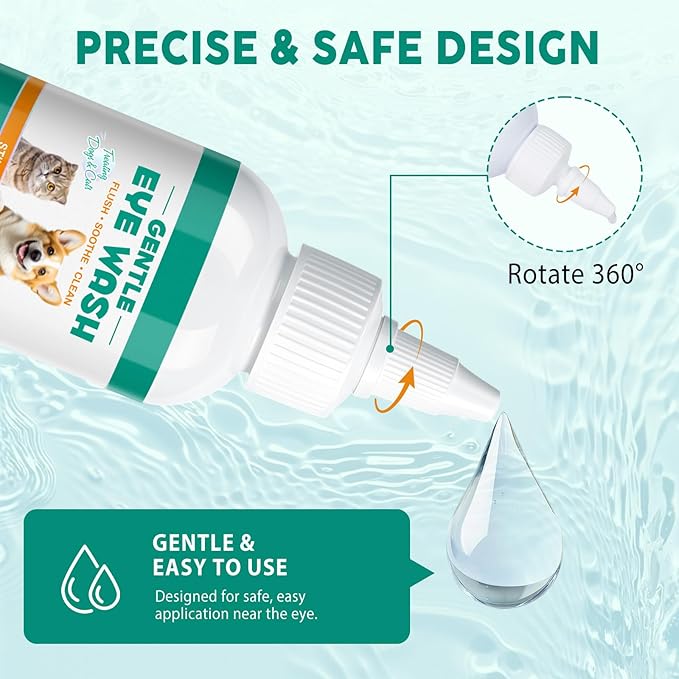 Dog Eye Drops, Eye Infection Treatment for Dogs and Cats, Soothe Infection & Allergy, Relieve Dry, Pink & Minor Irritated Eyes, Pet Tear Stain Remover & Eyes Cleaner, 100ml