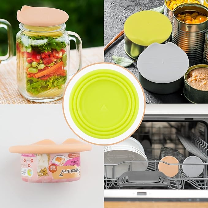 KALAMANDA 6 PCS Pet Food Can Cover Lids with Mixing Spoon for Dogs and Cats, Universal Silicone Can Lids for Dog and Cat Food, Canned Mixing Spoon for Wet Food