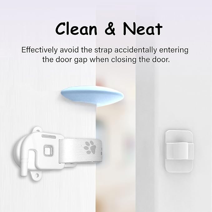 Neobay Adjustable Door Strap and Latch, Damage-Free Cat Door Latch to Keep Large Dog Out of Litter Box, Economical Alternative of Pet Gates and Interior Cat Door, Magnetic with Stopper 1 Pack