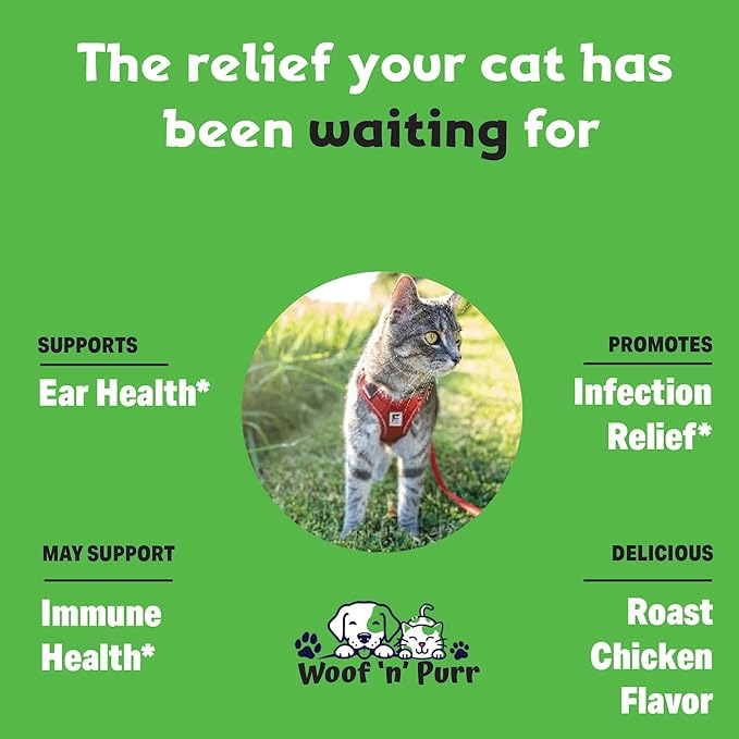 Natural Cat Ear Infection Treatment - Ear Infection Treatment for Cats - for Oral Use - May Help to Reduce Redness, Irritation, Itching & Much More - Cat Immune Support - 1 fl oz - Chicken Flavor